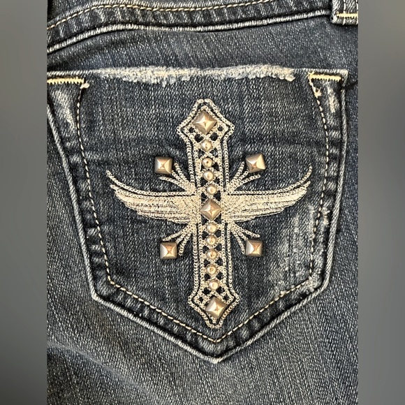 💎 Sang Real Bootcut Jeans - Size 28 - Embroidered Cross Pockets 💎 - Picture 11 of 11